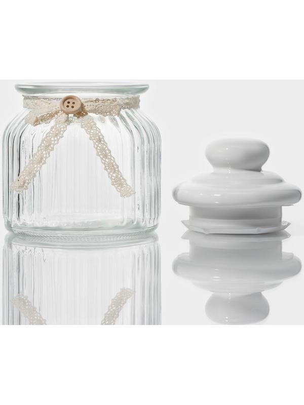 Банка стеклянная для сыпучих продуктов с керамической крышкой Доляна «Варенье», 600 мл, 11×15,5 см