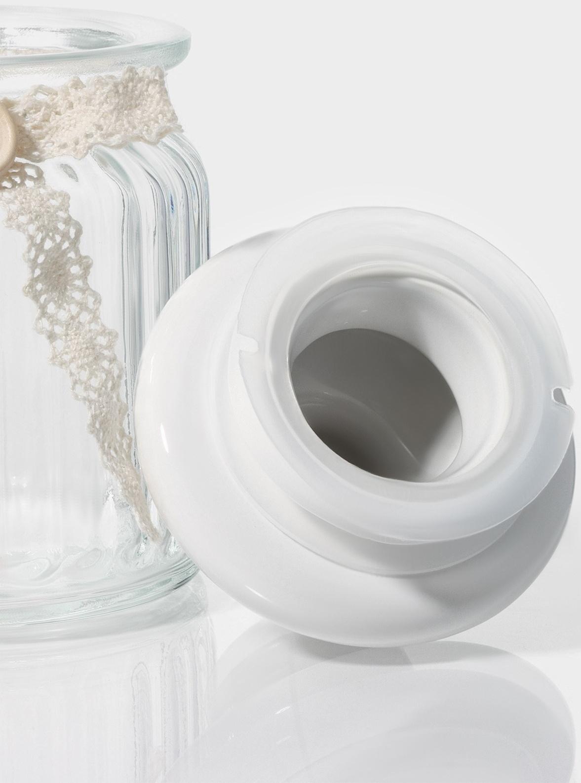 Банка стеклянная для сыпучих продуктов с керамической крышкой Доляна «Варенье», 250 мл, 8×13 см