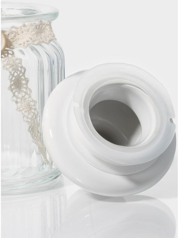 Банка стеклянная для сыпучих продуктов с керамической крышкой Доляна «Варенье», 250 мл, 8×13 см