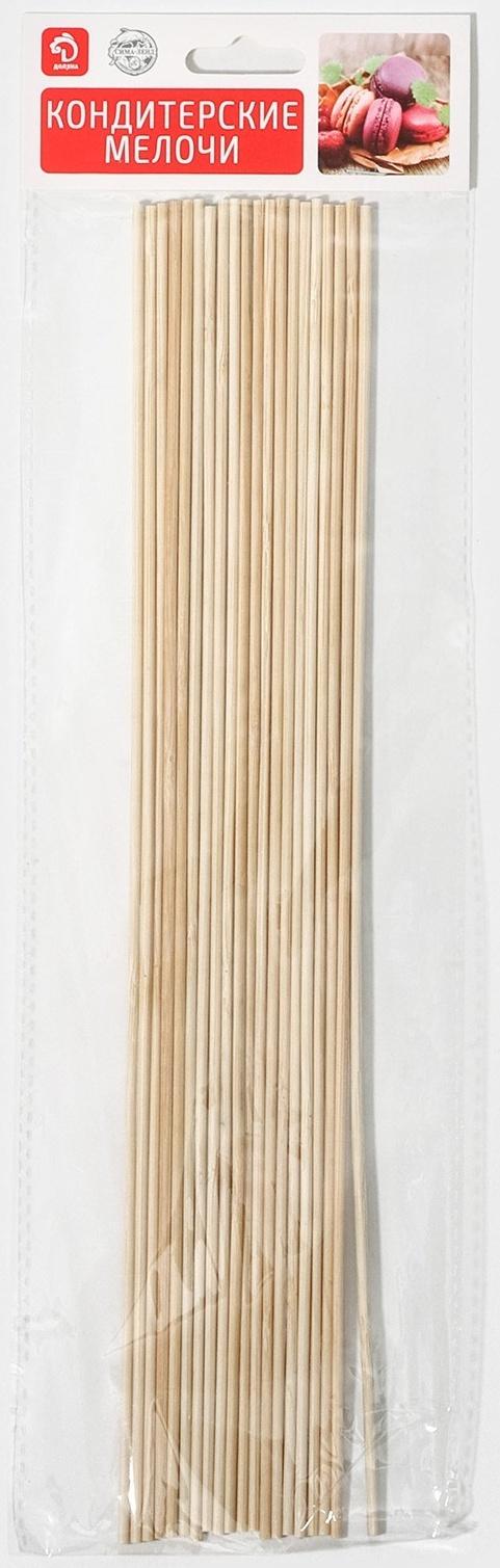 Набор деревянных палочек-дюбелей для кондитерских изделий Доляна, 20 шт, 30 см, d=2 мм