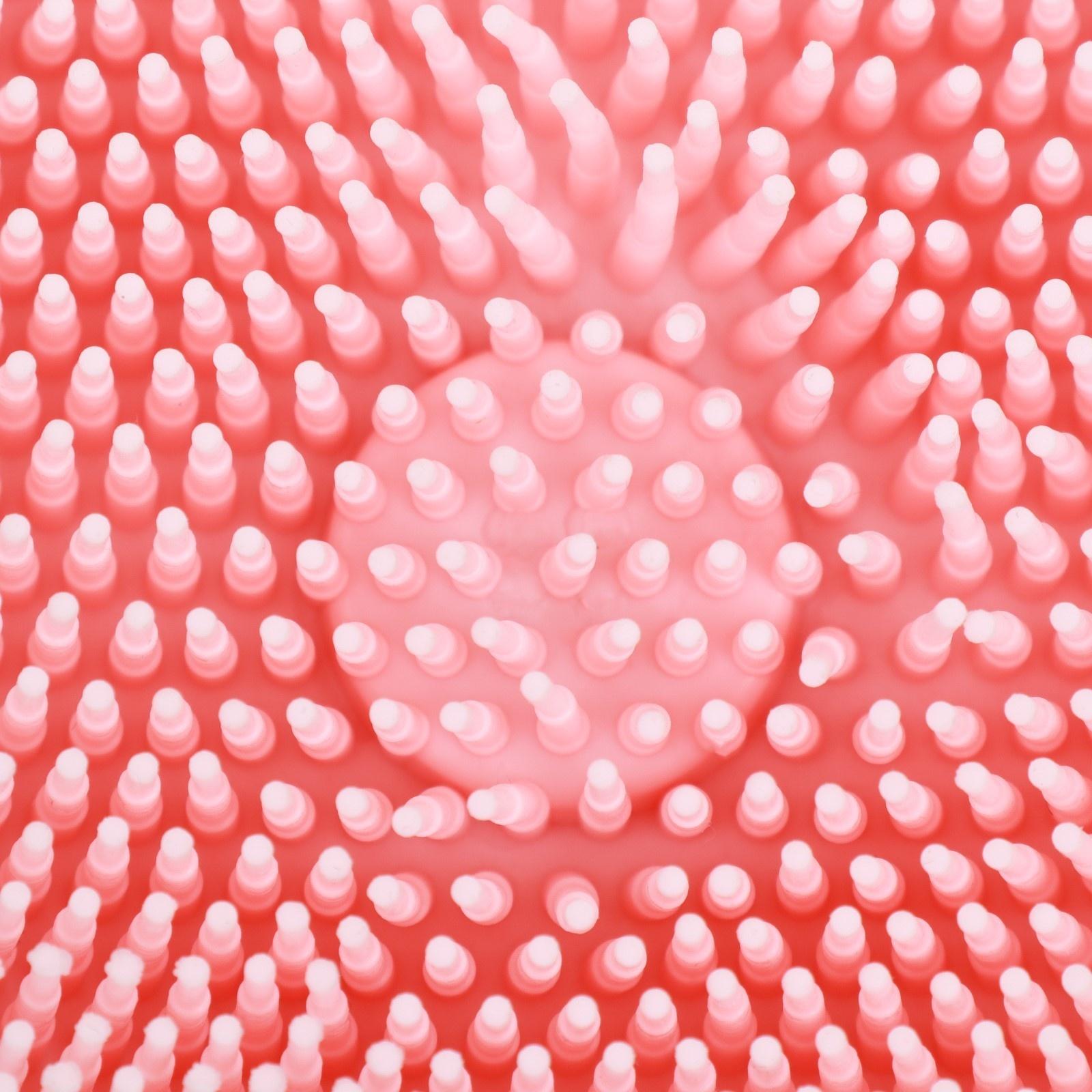 Щётка для мытья и массажа животных, с емкостью для шампуня, розовая