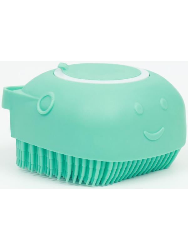 Щётка для мытья и массажа животных, с емкостью для шампуня, бирюзовая