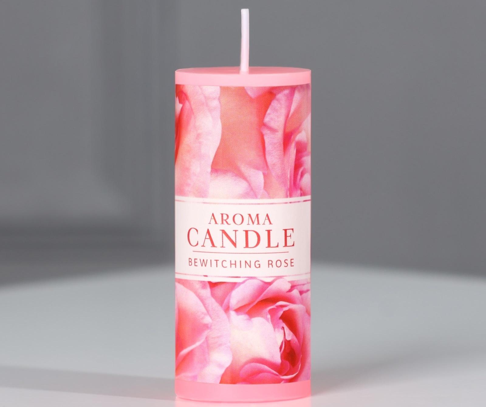 Свеча-столбик интерьерная , роза, 3 x 7,5 см