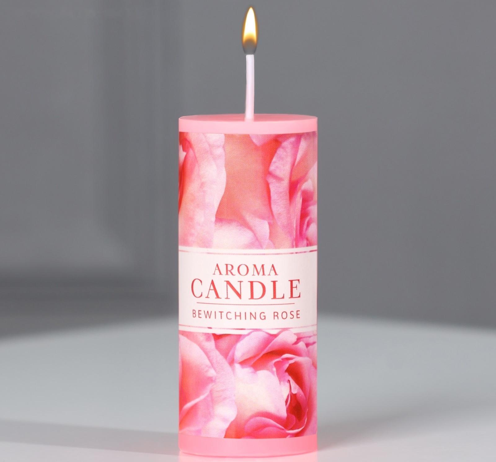 Свеча-столбик интерьерная , роза, 3 x 7,5 см