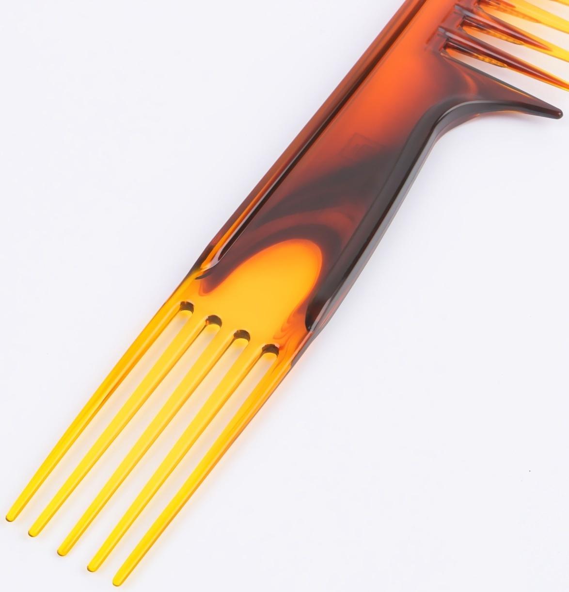 Расчёска комбинированная, двусторонняя, 22 × 4 см, цвет янтарный