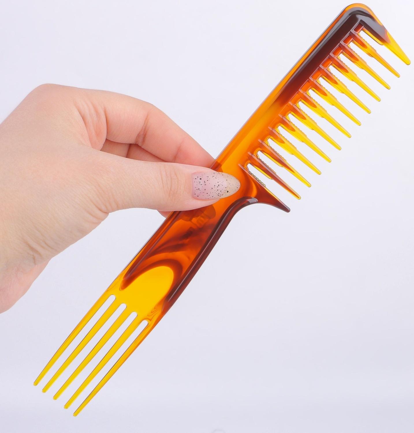 Расчёска комбинированная, двусторонняя, 22 × 4 см, цвет янтарный