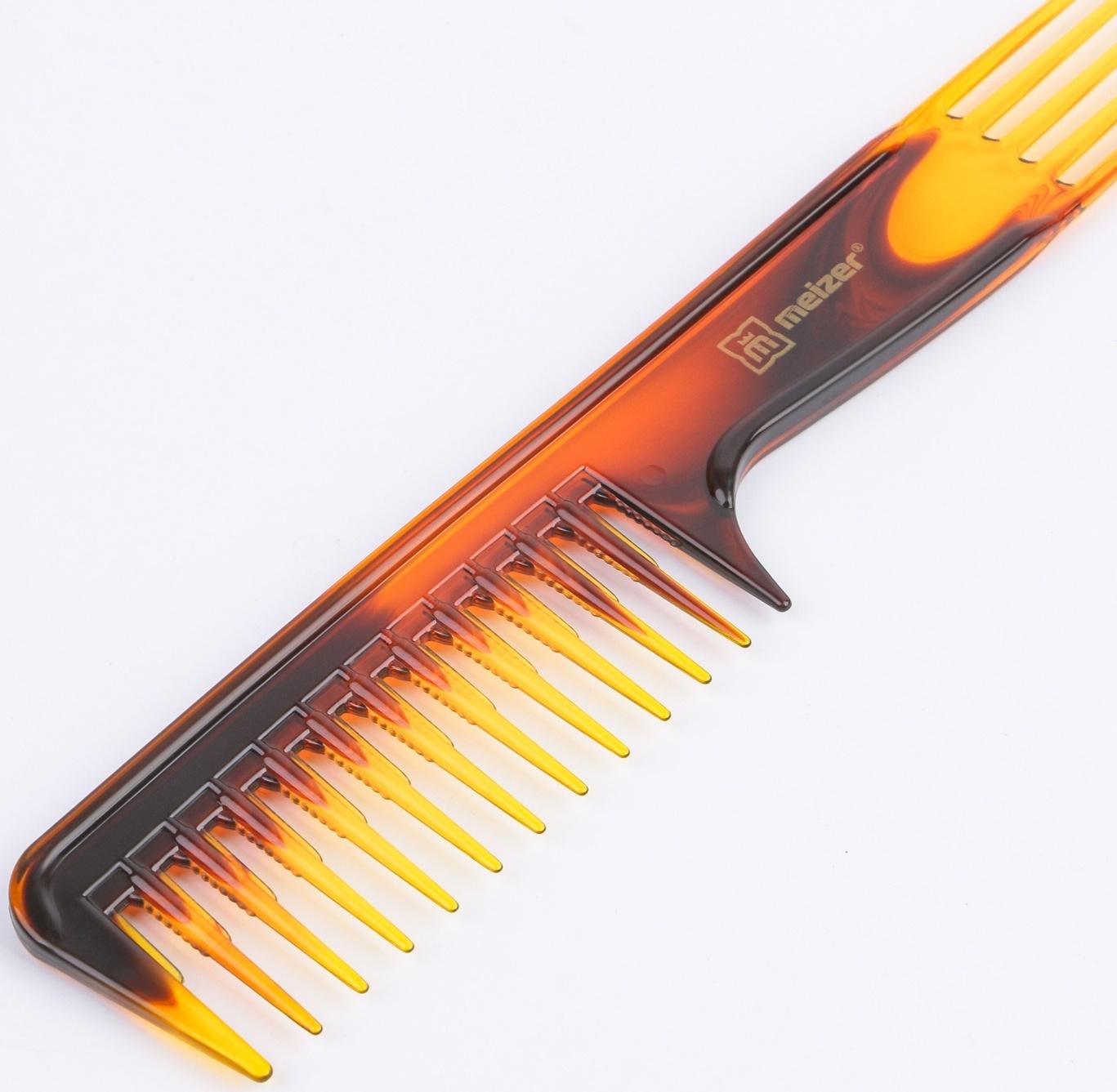 Расчёска комбинированная, двусторонняя, 22 × 4 см, цвет янтарный