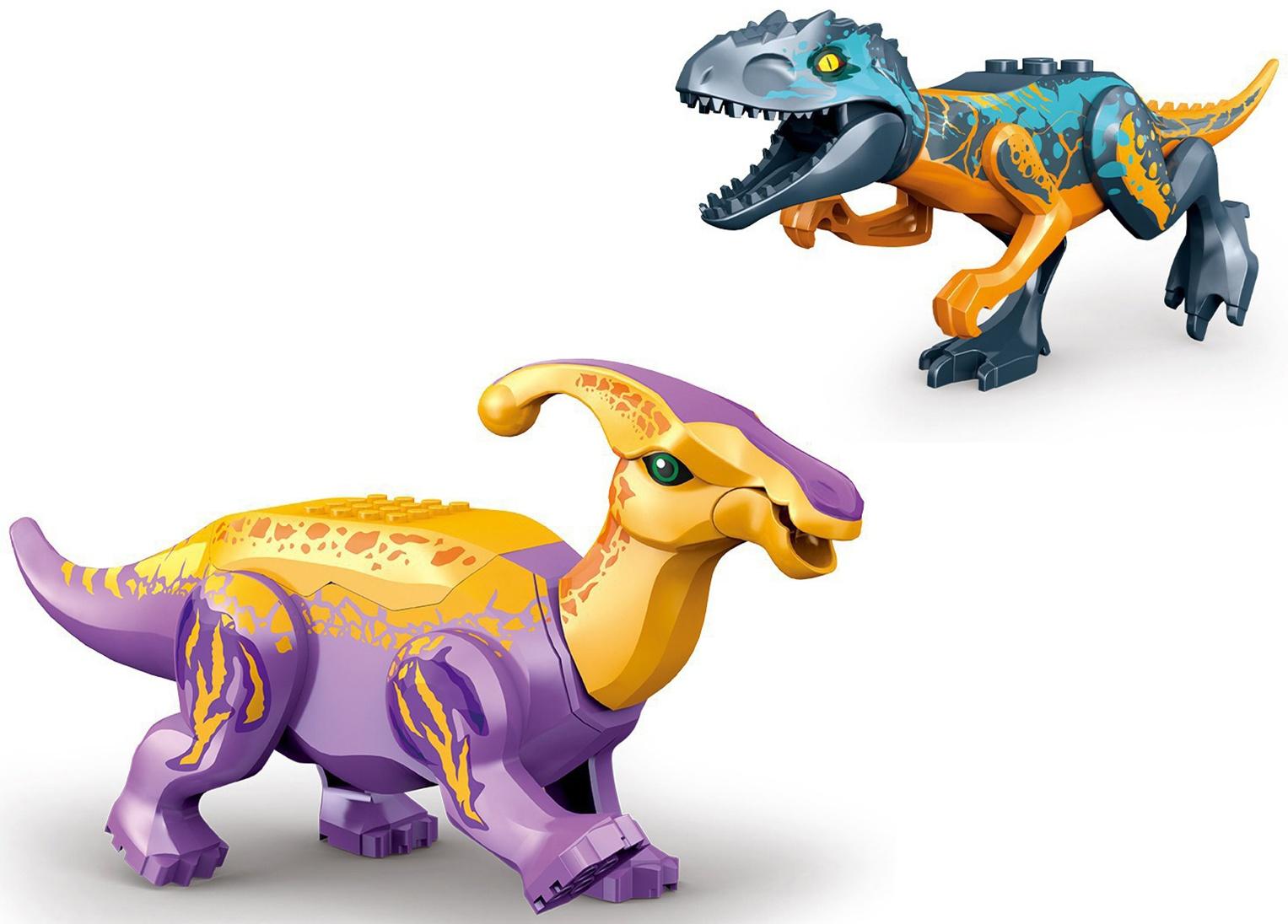 Конструктор «Диномир», тиранозавр и паразауролоф, 14 деталей, в пакете