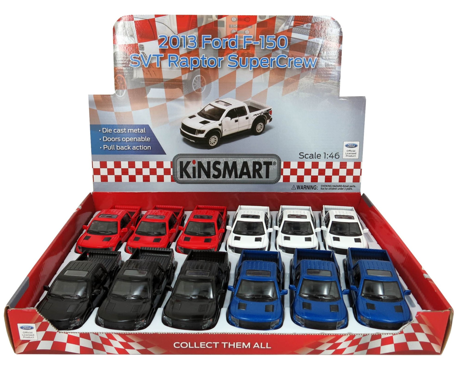 Машинка металлическая Kinsmart 1:46 «2013 Ford F-150 SVT Raptor SuperCrew» KT5365D инерционная / Черный