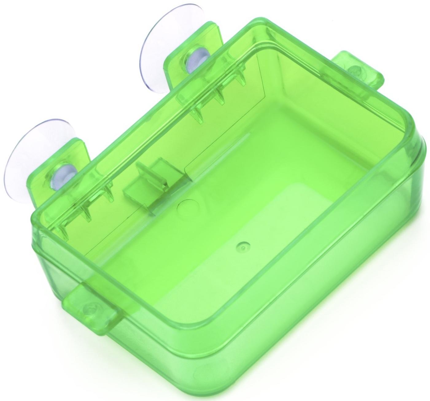 Кормушка NomoyPet для террариума на присосках, 10 х 4 х 7,5 см, зелёная