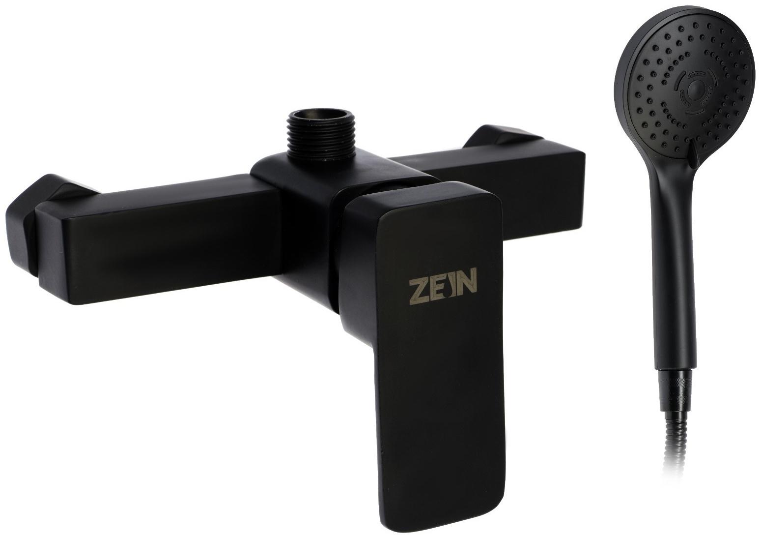 Смеситель для душа ZEIN Z3844, однорычажный, душевой набор, лейка 5 режимов, черный