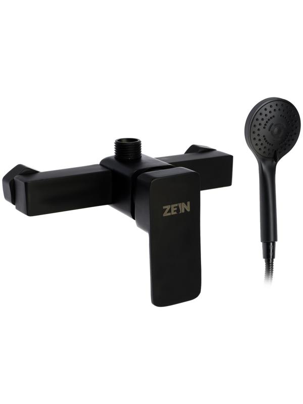 Смеситель для душа ZEIN Z3844, однорычажный, душевой набор, лейка 5 режимов, черный