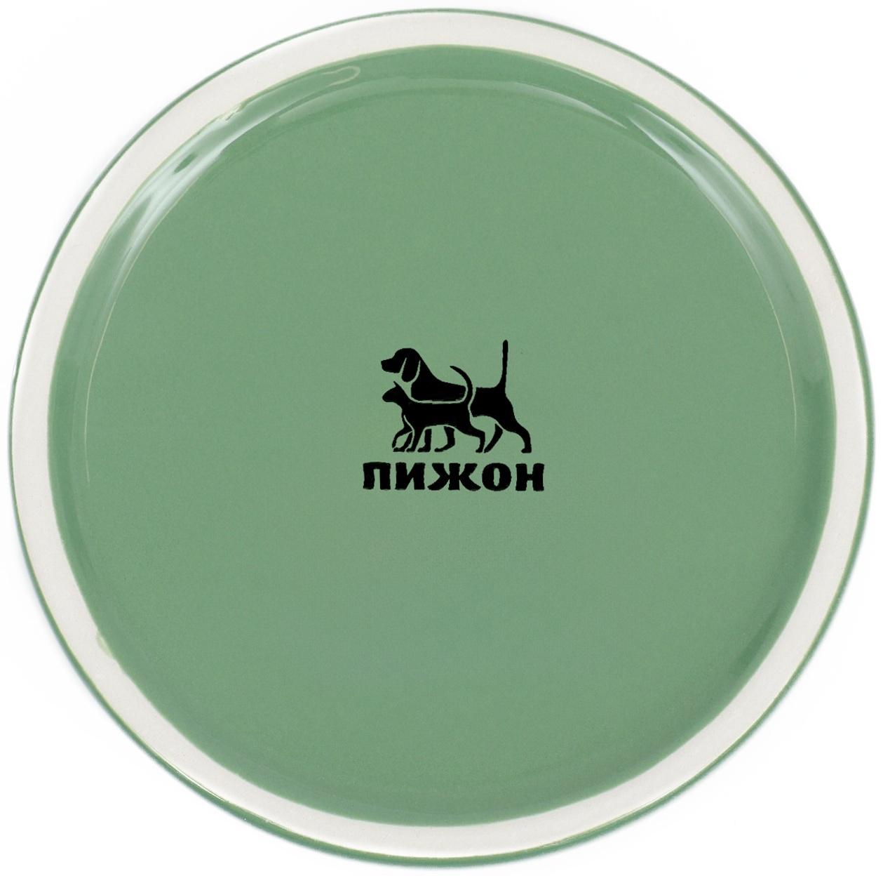 Миска керамическая на подставке 450 мл 13 х 5 см, серозеленая