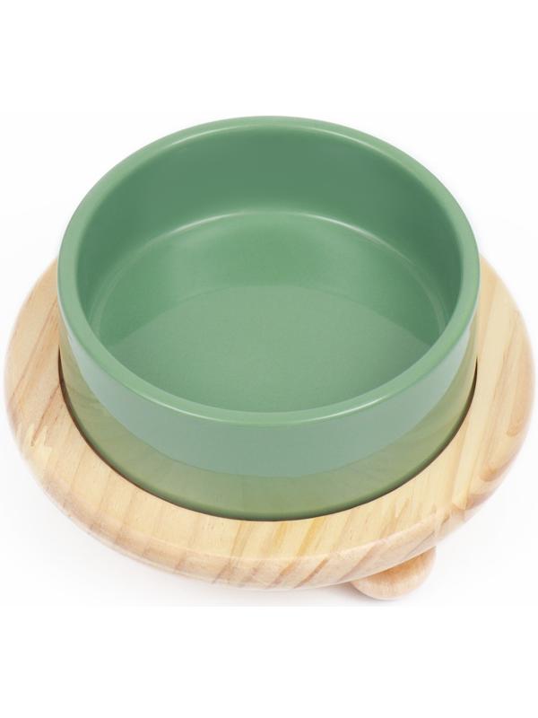 Миска керамическая на подставке 450 мл 13 х 5 см, серозеленая