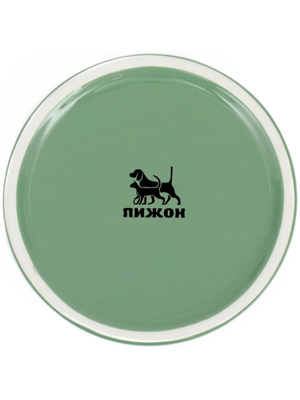 Миска керамическая на подставке 450 мл 13 х 5 см, серозеленая