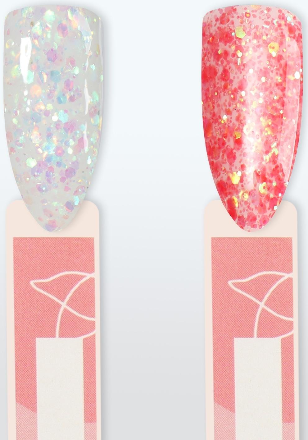 Полигель для наращивания, с блёстками, 3-х фазный, 15 мл, LED/UV, цвет белый