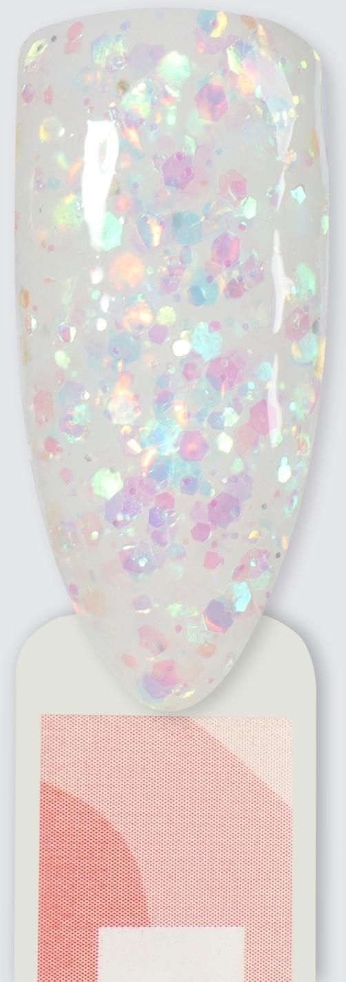 Полигель для наращивания, с блёстками, 3-х фазный, 15 мл, LED/UV, цвет белый