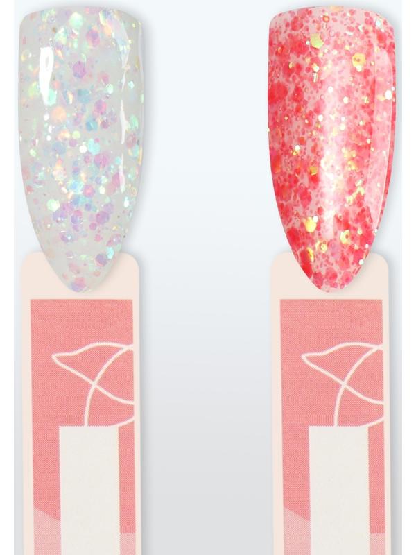 Полигель для наращивания, с блёстками, 3-х фазный, 15 мл, LED/UV, цвет белый