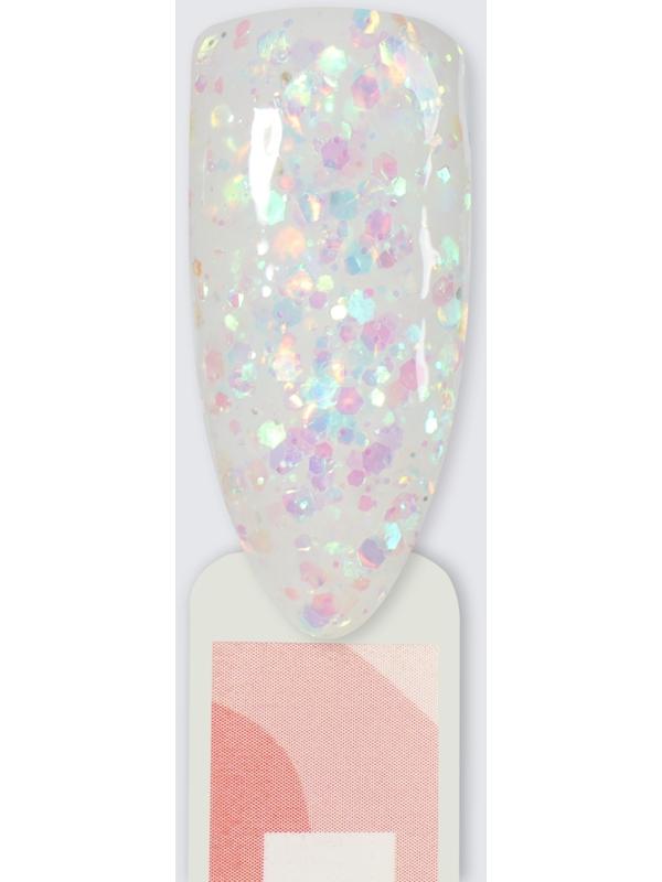 Полигель для наращивания, с блёстками, 3-х фазный, 15 мл, LED/UV, цвет белый