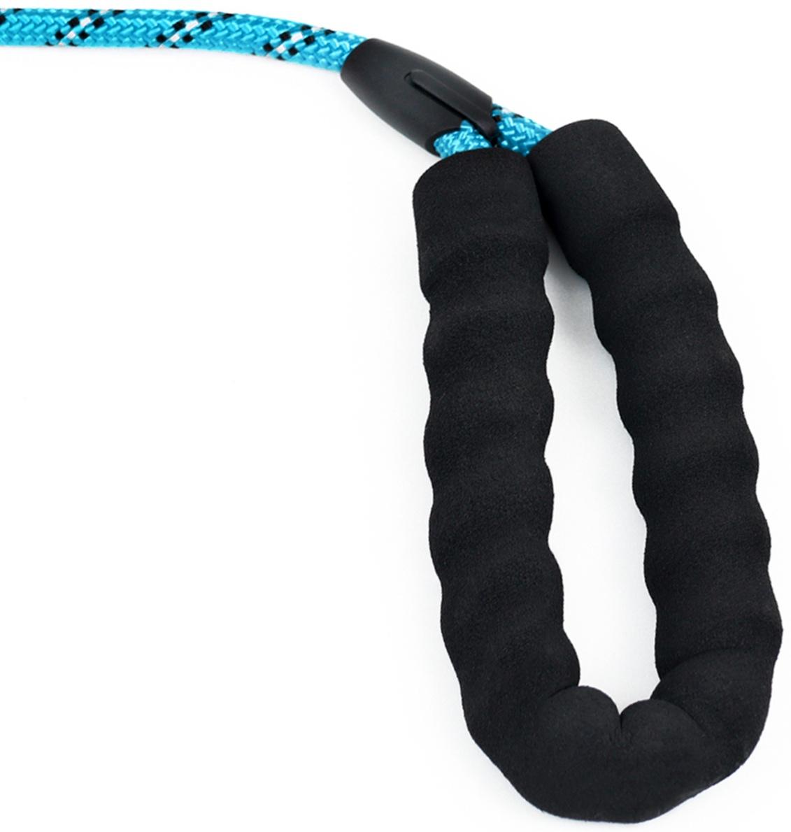 Поводок светоотражающий круглый, с эргономической ручкой, 180 х 0,8 см, голубой