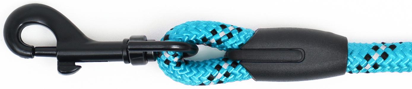 Поводок светоотражающий круглый, с эргономической ручкой, 180 х 0,8 см, голубой