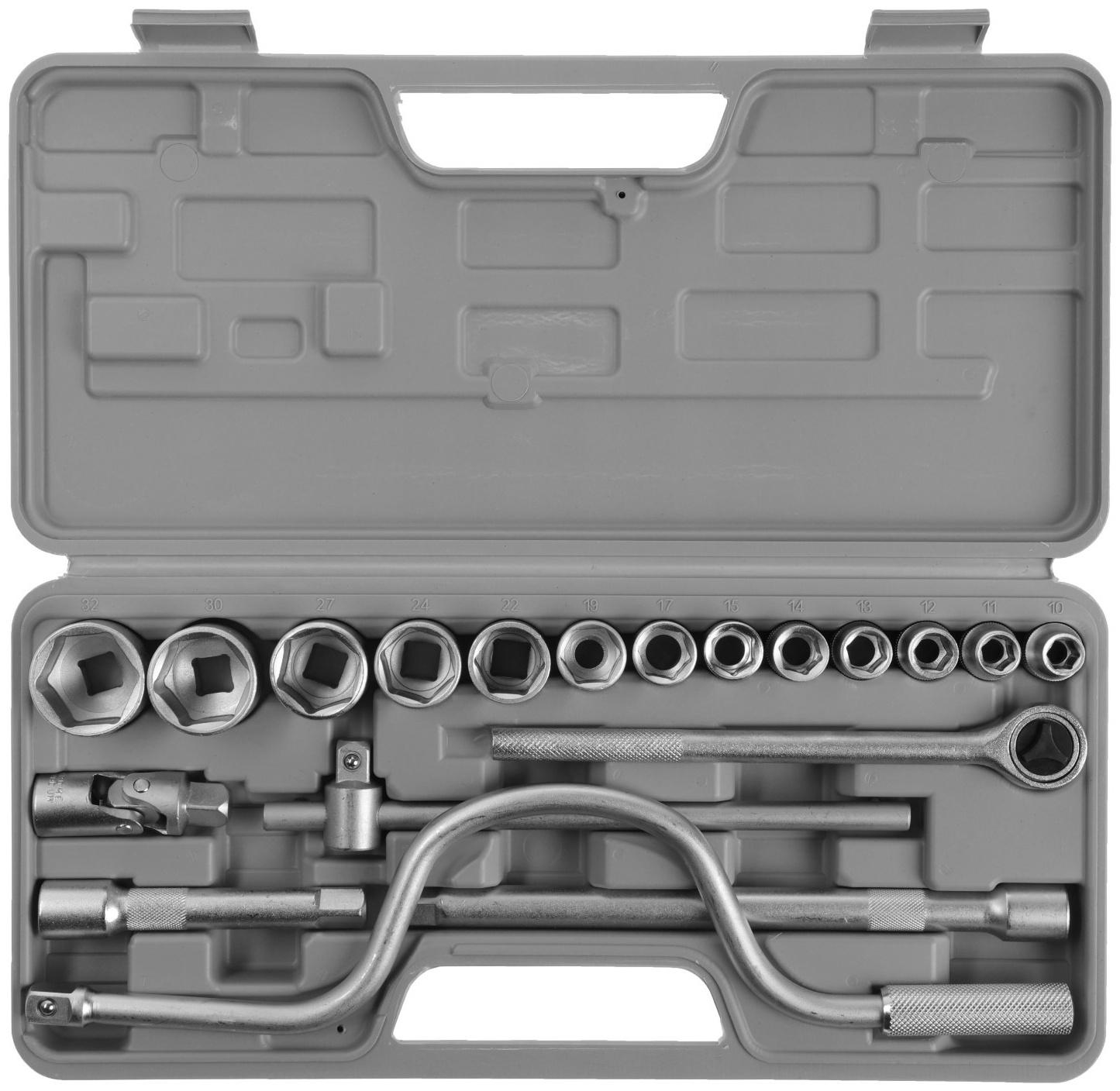 Набор торцевых головок ЕРМАК 736-566, с воротками, 1/2