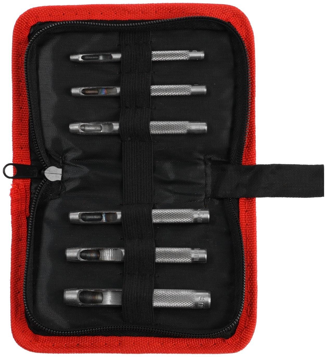 Набор пробойников для кожи ЕРМАК 624-063, 3.2 - 8 мм, 6 предметов, кейс-папка