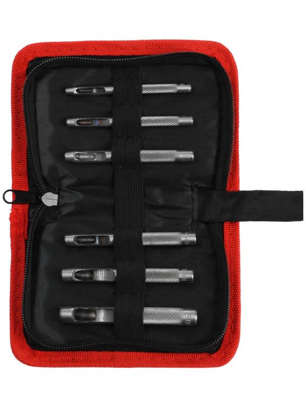 Набор пробойников для кожи ЕРМАК 624-063, 3.2 - 8 мм, 6 предметов, кейс-папка