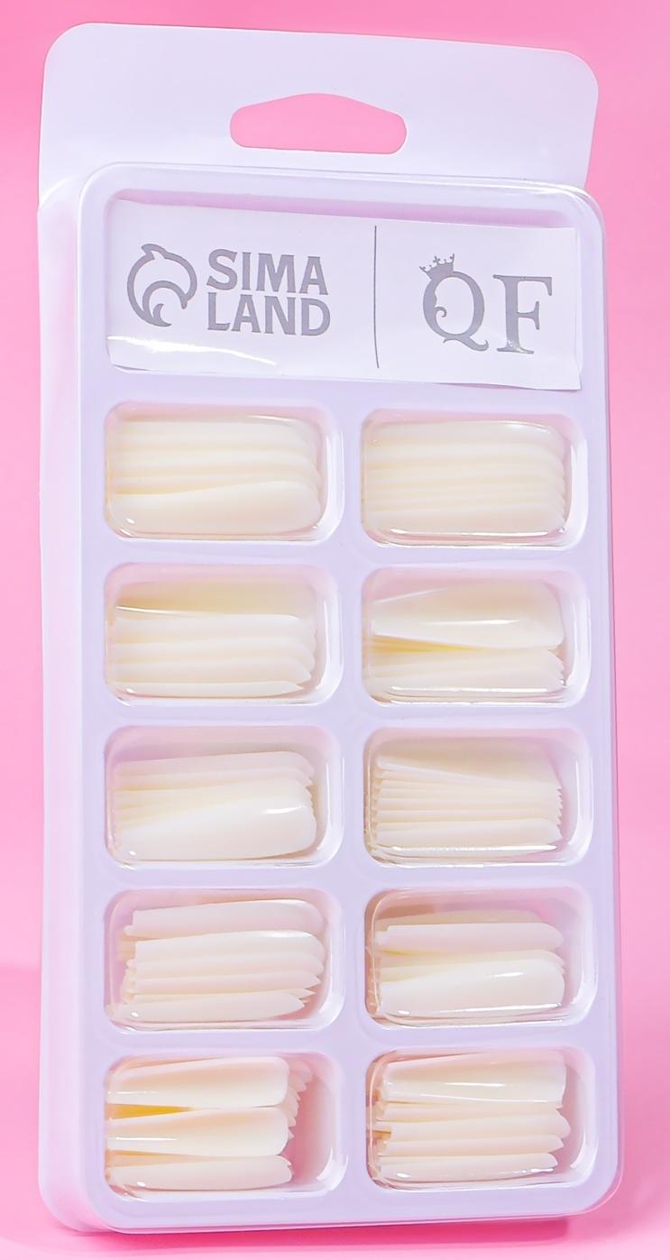 Накладные ногти, 100 шт, форма балерина, в контейнере, молочный