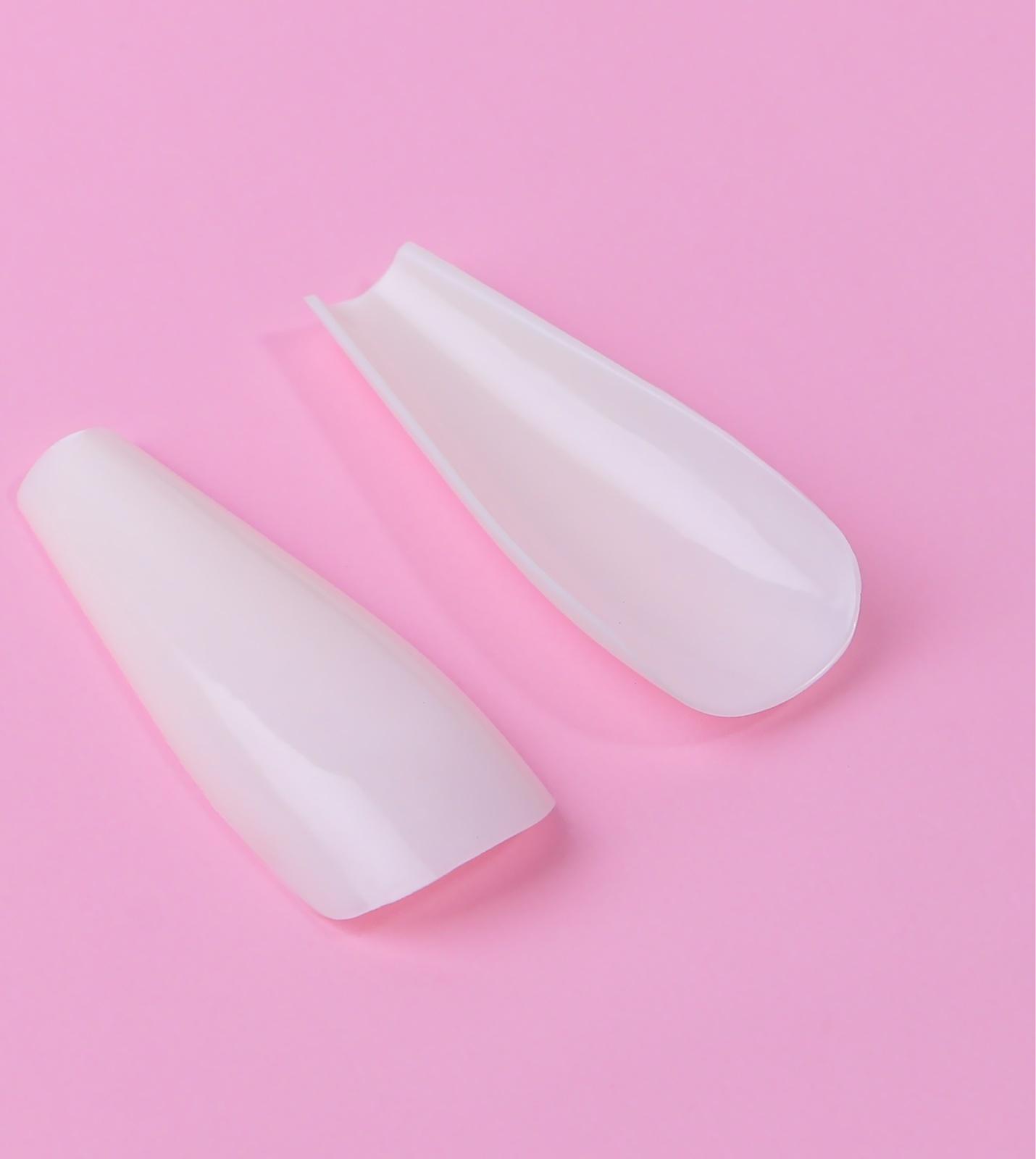 Накладные ногти, 100 шт, форма балерина, в контейнере, молочный