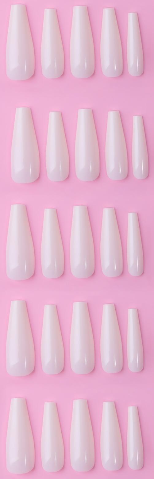 Накладные ногти, 100 шт, форма балерина, в контейнере, молочный