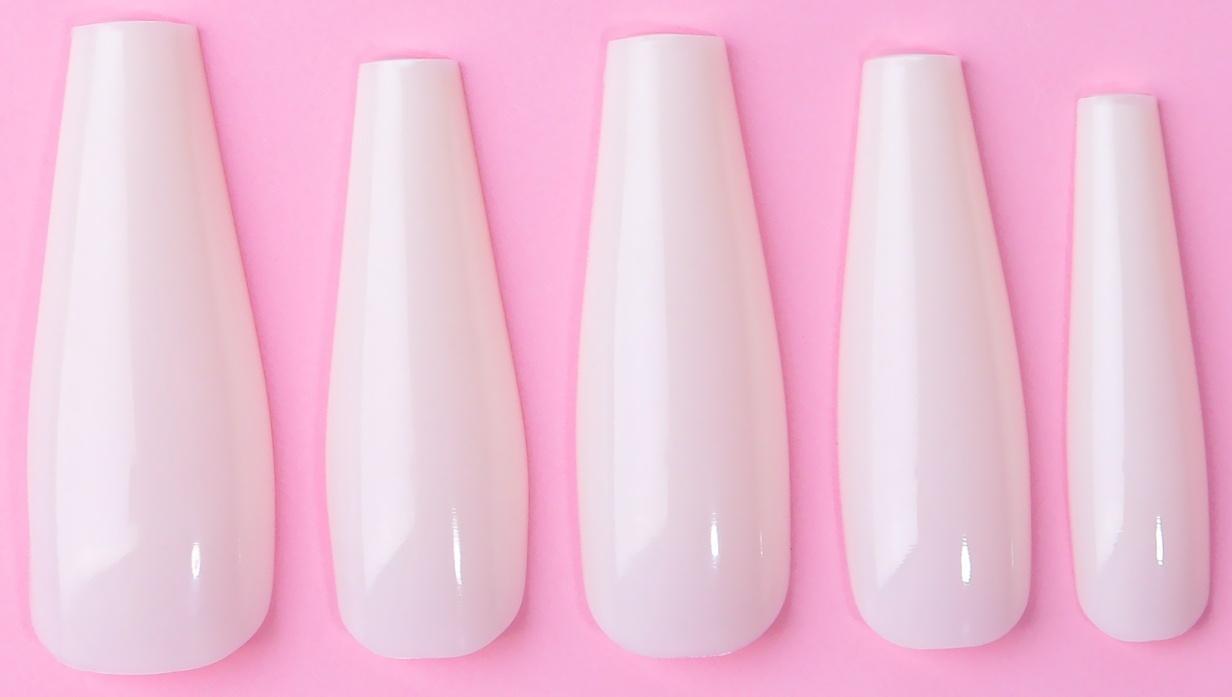 Накладные ногти, 100 шт, форма балерина, в контейнере, молочный