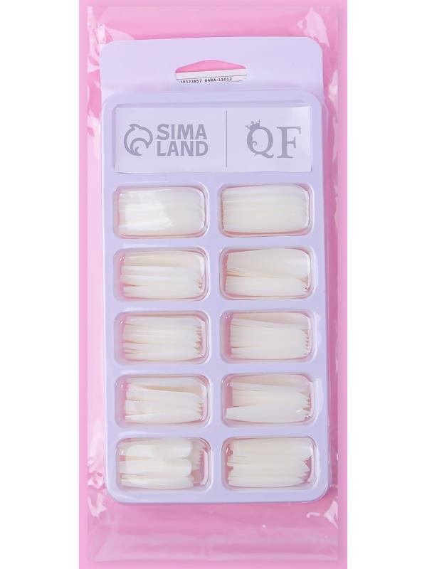 Накладные ногти, 100 шт, форма балерина, в контейнере, молочный