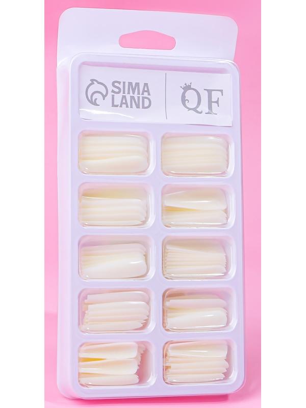 Накладные ногти, 100 шт, форма балерина, в контейнере, молочный