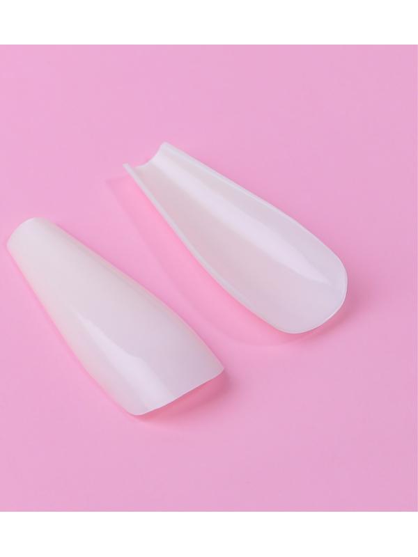 Накладные ногти, 100 шт, форма балерина, в контейнере, молочный