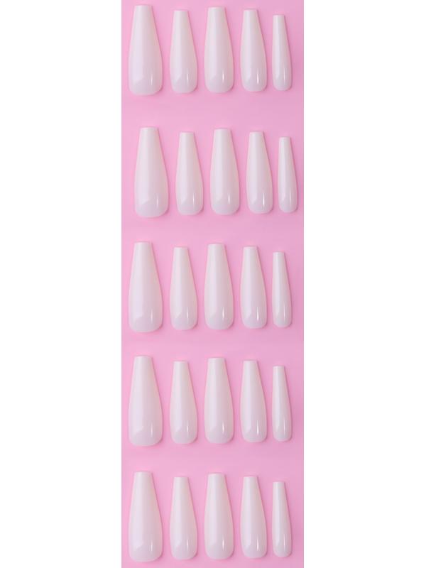 Накладные ногти, 100 шт, форма балерина, в контейнере, молочный