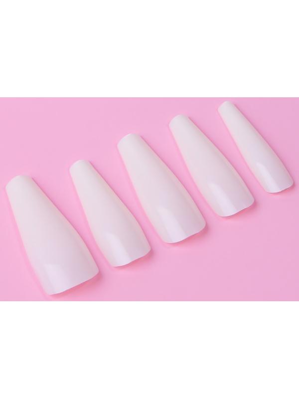 Накладные ногти, 100 шт, форма балерина, в контейнере, молочный