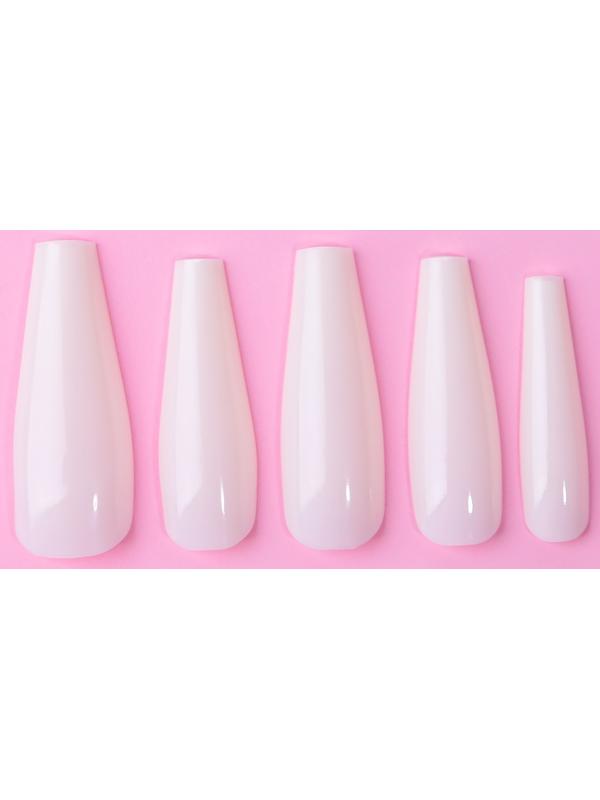 Накладные ногти, 100 шт, форма балерина, в контейнере, молочный