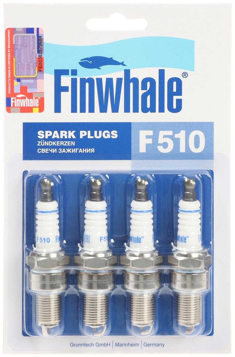Свечи зажигания Finwhale F510 2108-10 8 кл. инжектор, набор 4 шт