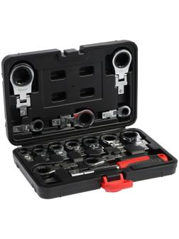 Набор трещоточных ключей ТУНДРА, CrV, сменные поворотные головки 8 - 24 мм, 72 зуба, 15 шт.   992569