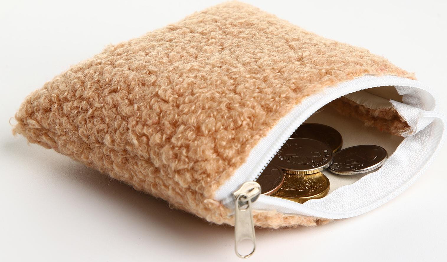 Кошелёк на молнии, цвет бежевый