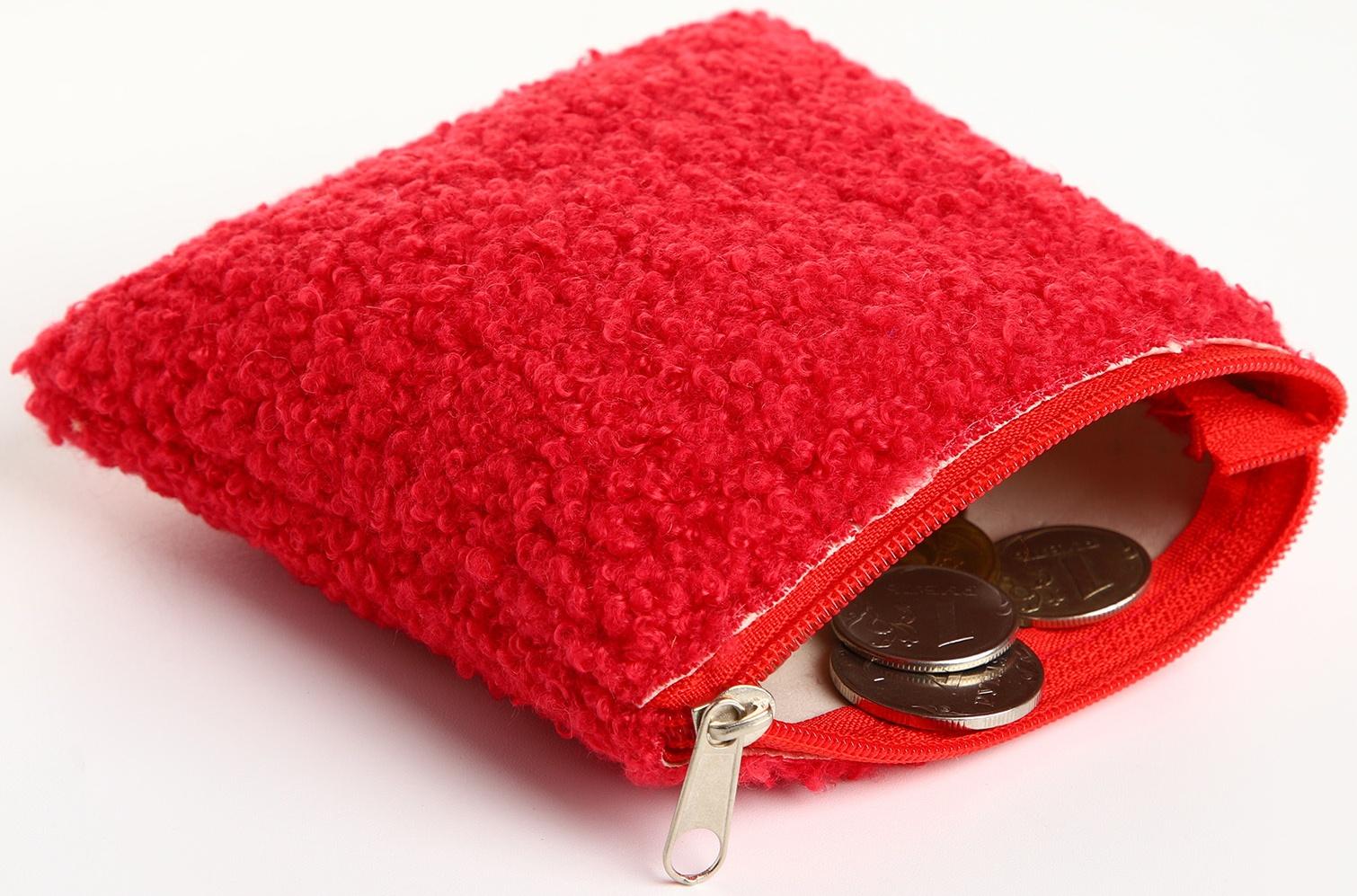 Кошелёк на молнии, цвет красный