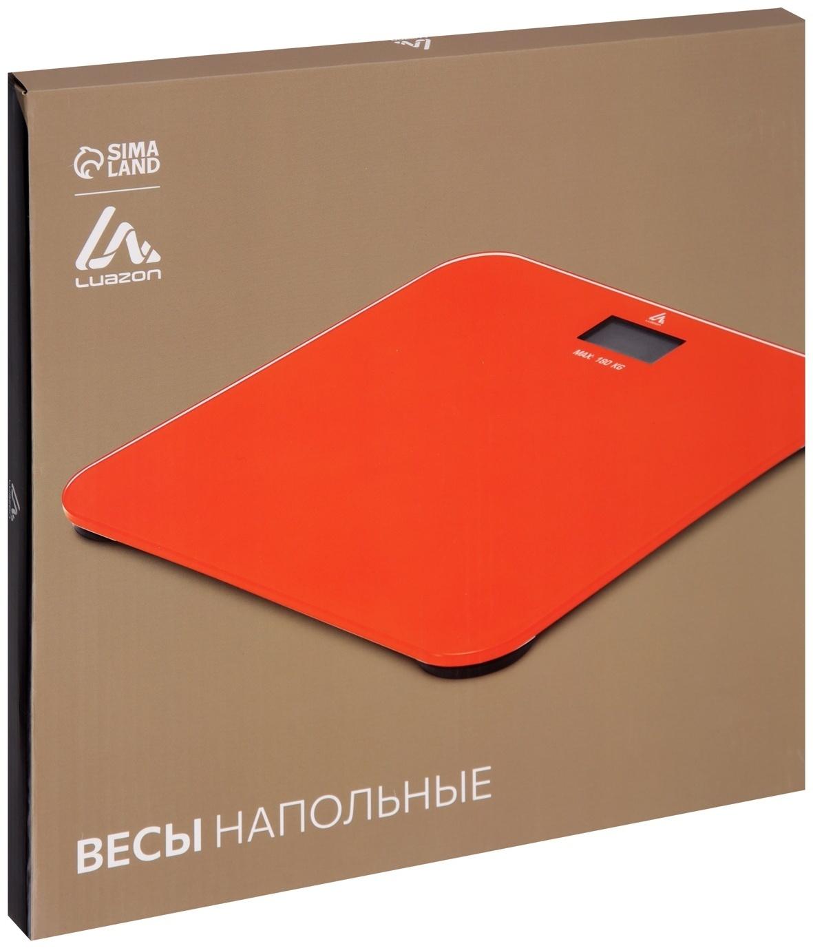 Весы напольные Luazon LVE-006, электронные, до 180 кг, 2хAAА (не в комплекте), жёлтые