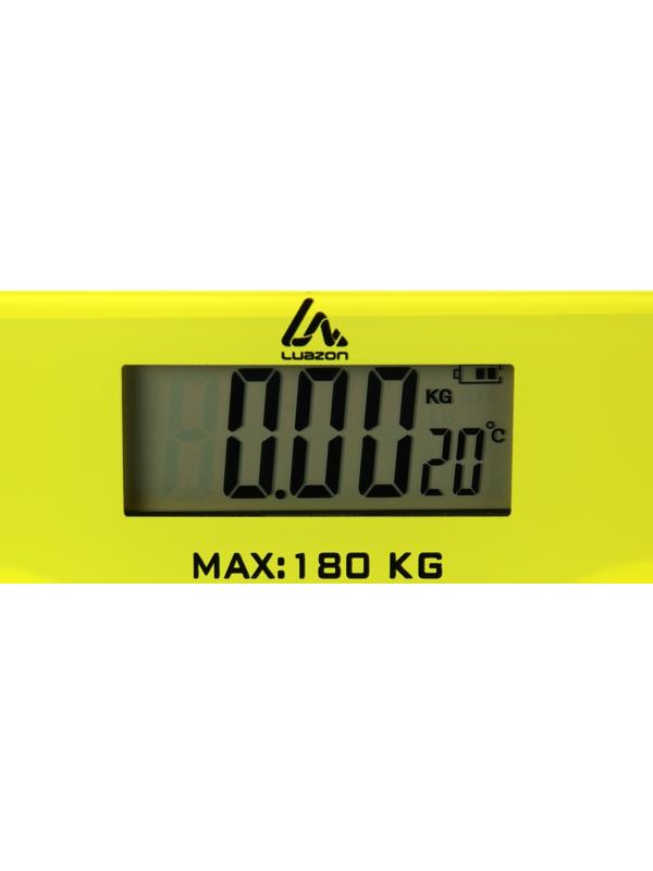 Весы напольные Luazon LVE-006, электронные, до 180 кг, 2хAAА (не в комплекте), жёлтые