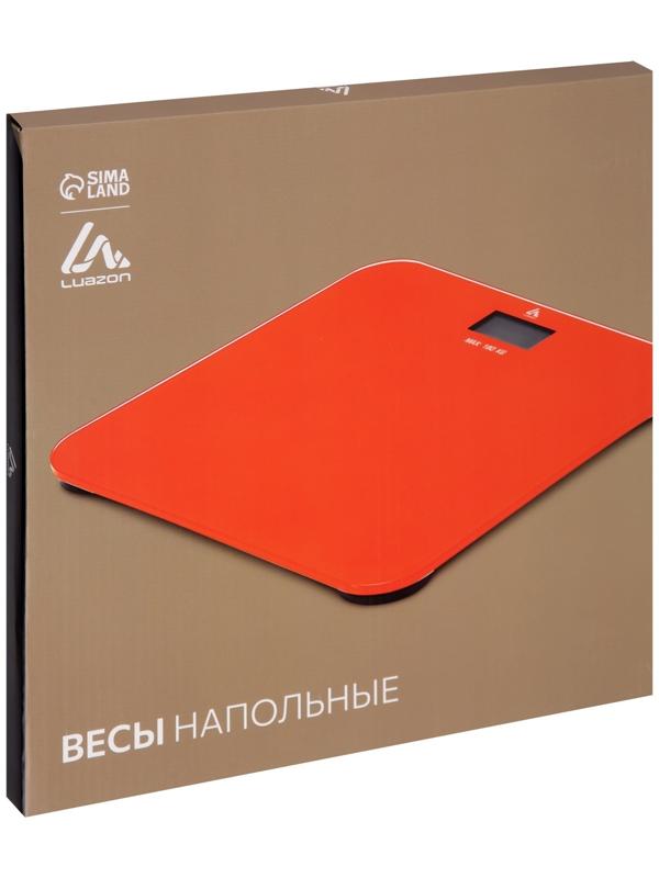 Весы напольные Luazon LVE-006, электронные, до 180 кг, 2хAAА (не в комплекте), жёлтые