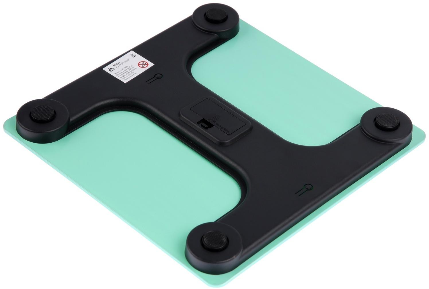 Весы напольные Luazon LVE-006, электронные, до 180 кг, 2хAAА (не в комплекте), зелёные