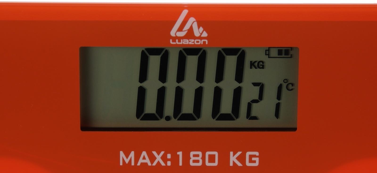 Весы напольные Luazon LVE-006, электронные, до 180 кг, 2хAAА (не в комплекте), оранжевые