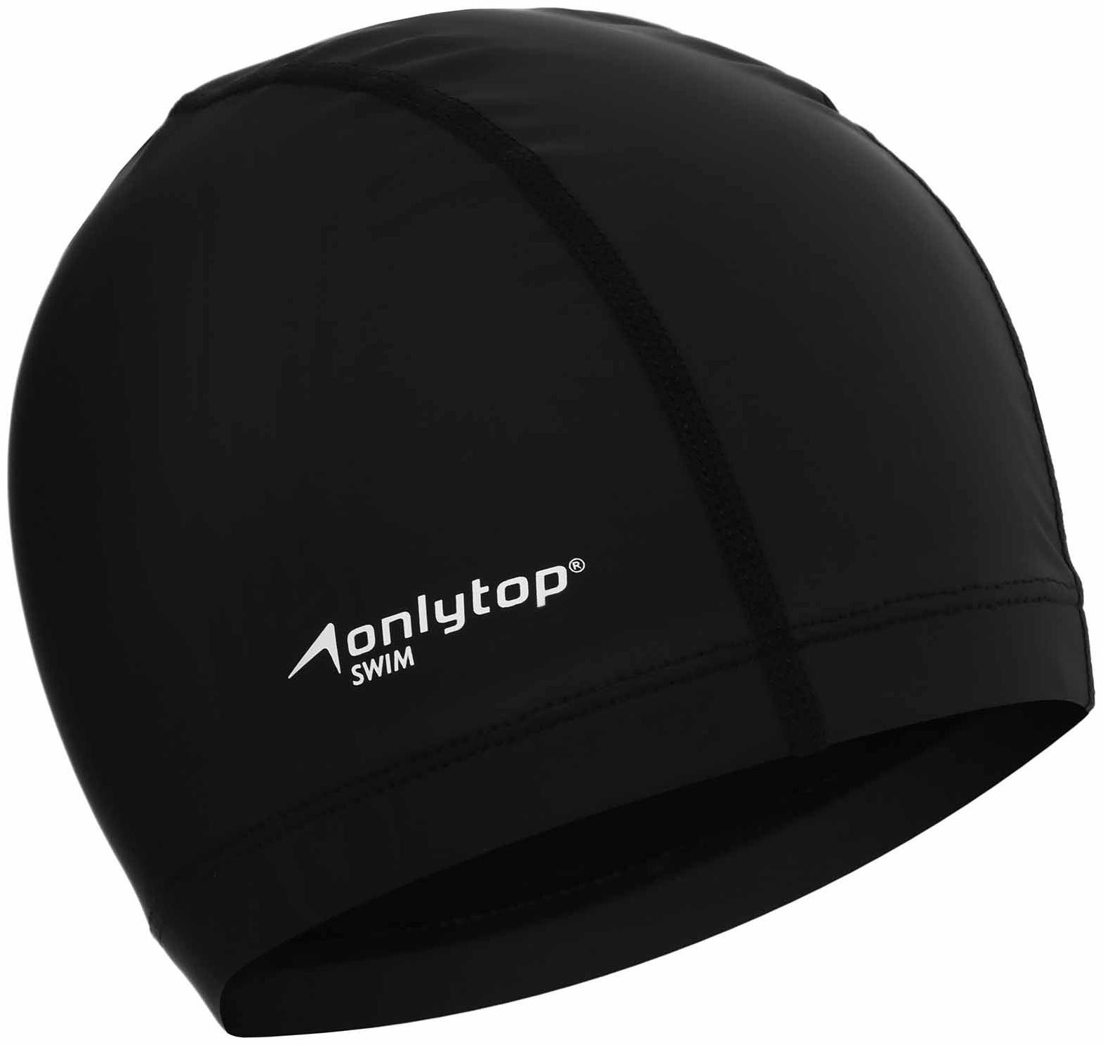 Шапочка для плавания взрослая ONLYTOP Swim, непромокаемая, тканевая, обхват 54-60 см, цвет чёрный