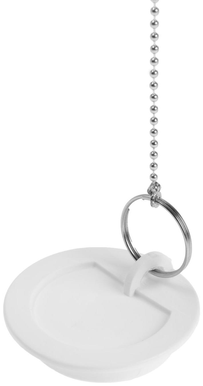 Пробка для ванны Masterprof ИС.110648, d=45 мм, ПВХ, с хромир. цепочкой, белая