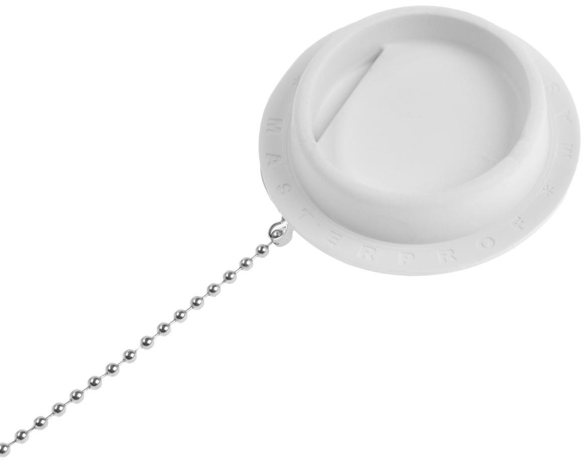 Пробка для ванны Masterprof ИС.110648, d=45 мм, ПВХ, с хромир. цепочкой, белая